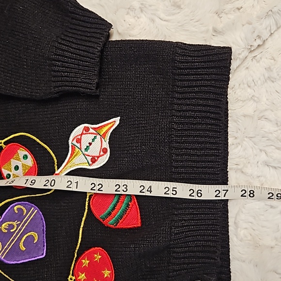 Investments black long sleeve button-down Christmas sweater ornaments XL office - Picture 4 of 9
